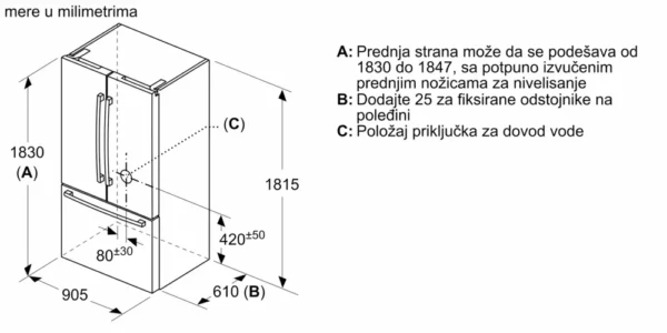 Bosch, Donji zamrzivač sa francuskim vratima, troje vrata 183 x 90.5 cm Nerđajući čelik (sa anti-fingerprint) - Image 7