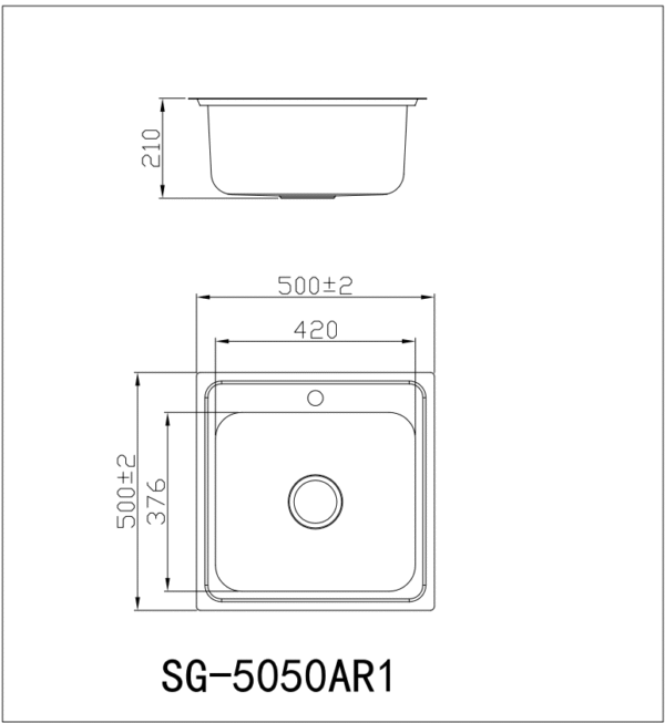 Sudopera od nerđajućeg čelika sa jednom posudom 50*50 cm, dubina 21 cm - Image 3