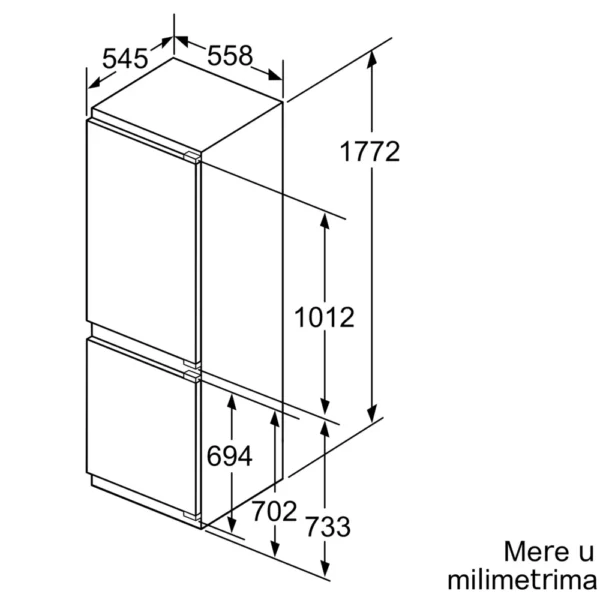 Bosch, Ugradni frižider sa zamrzivačem dole 177.2 x 55.8 cm Fiksna šarka - Image 5