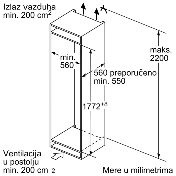 Bosch, Ugradni frižider sa zamrzivačem dole 177.2 x 55.8 cm Fiksna šarka - Image 6