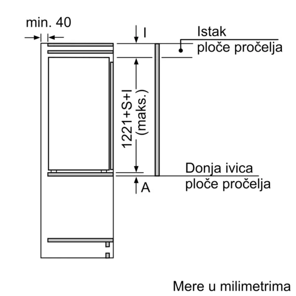 Bosch, Ugradni frižider sa odeljkom zamrzivača 122.5 x 56 cm Fiksna šarka - Image 5