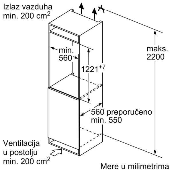 Bosch, Ugradni frižider sa odeljkom zamrzivača 122.5 x 56 cm Fiksna šarka - Image 6