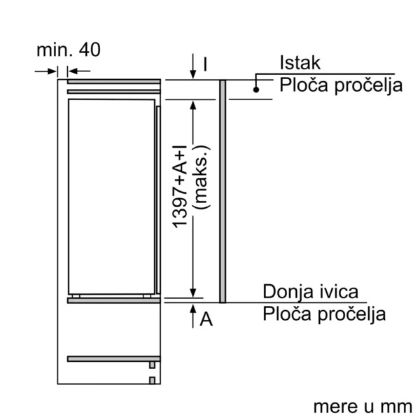 Bosch, Ugradni frižider 140 x 56 cm Fiksna šarka - Image 7